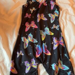 Girls Size 10 Unitard Leotard Bodysuit Tank Colorful Butterflies